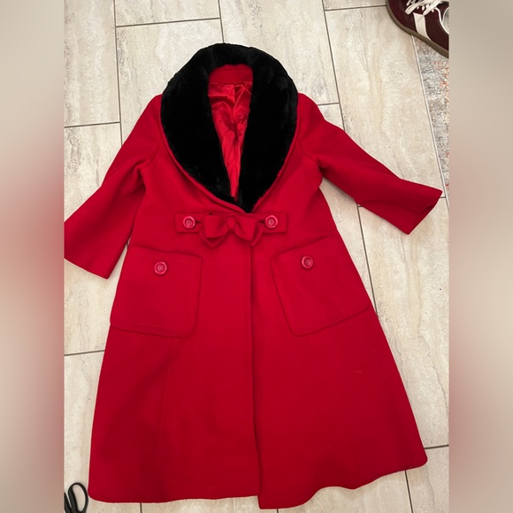 Vintage Wool Bow Coat w real fur trim - Picture 1 of 3
